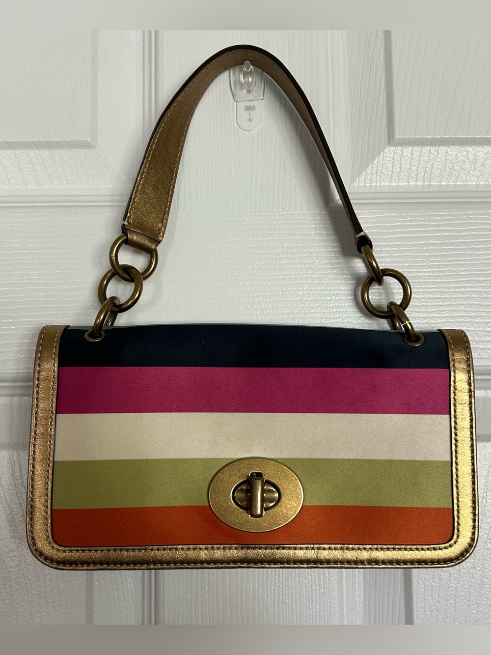Vintage Coach Legacy Striped Satin Shoulder Bag